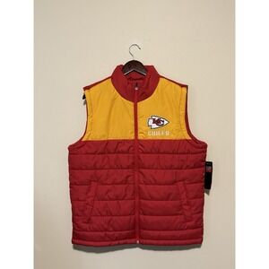 NWT Kansas City Chiefs Black Sleeveless Full Zip Fleece Vest large New With Tag